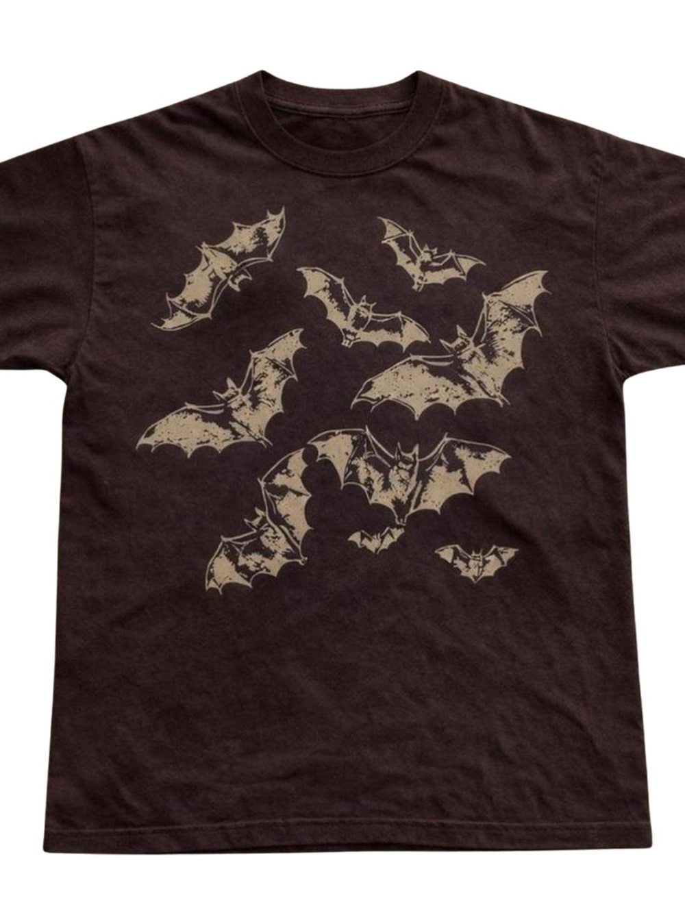 Brown Tee with Tan Bat Graphic - Short Sleeve